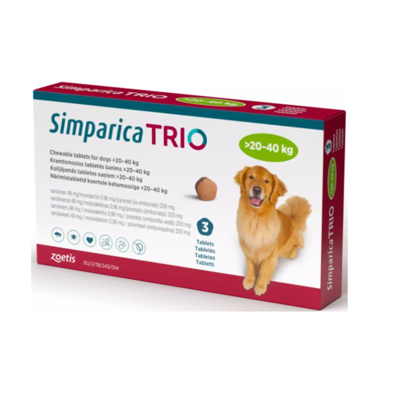 Simparica Trio - 3 tabletas (20 a 40 KG)