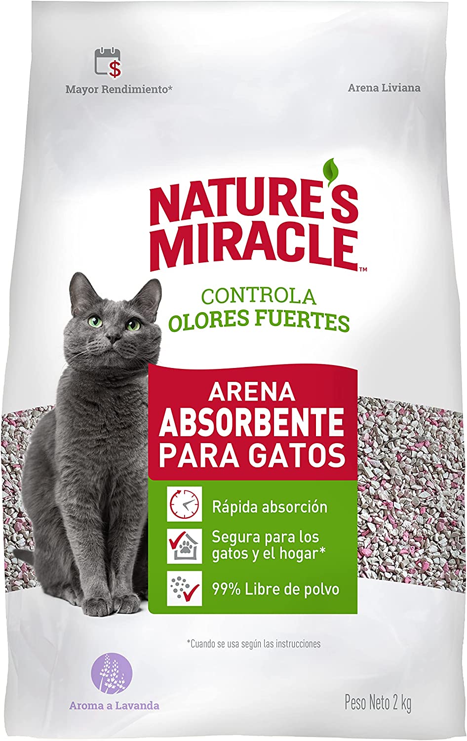 Arena Absorbente aroma Lavanda 2.0 Kg Para Gato NATURE´S MIRACLE