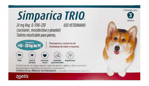 Simparica Trio - 1 tableta (10 a 20 KG)