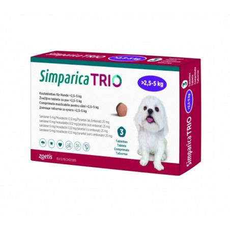 Simparica Trio - 3 tabletas (2.5 a 5 KG)
